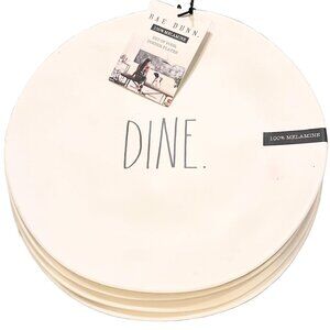 Rae Dunn Melamine Indoor/Outdoor Dinner Plates 'DINE" (Set of 4)